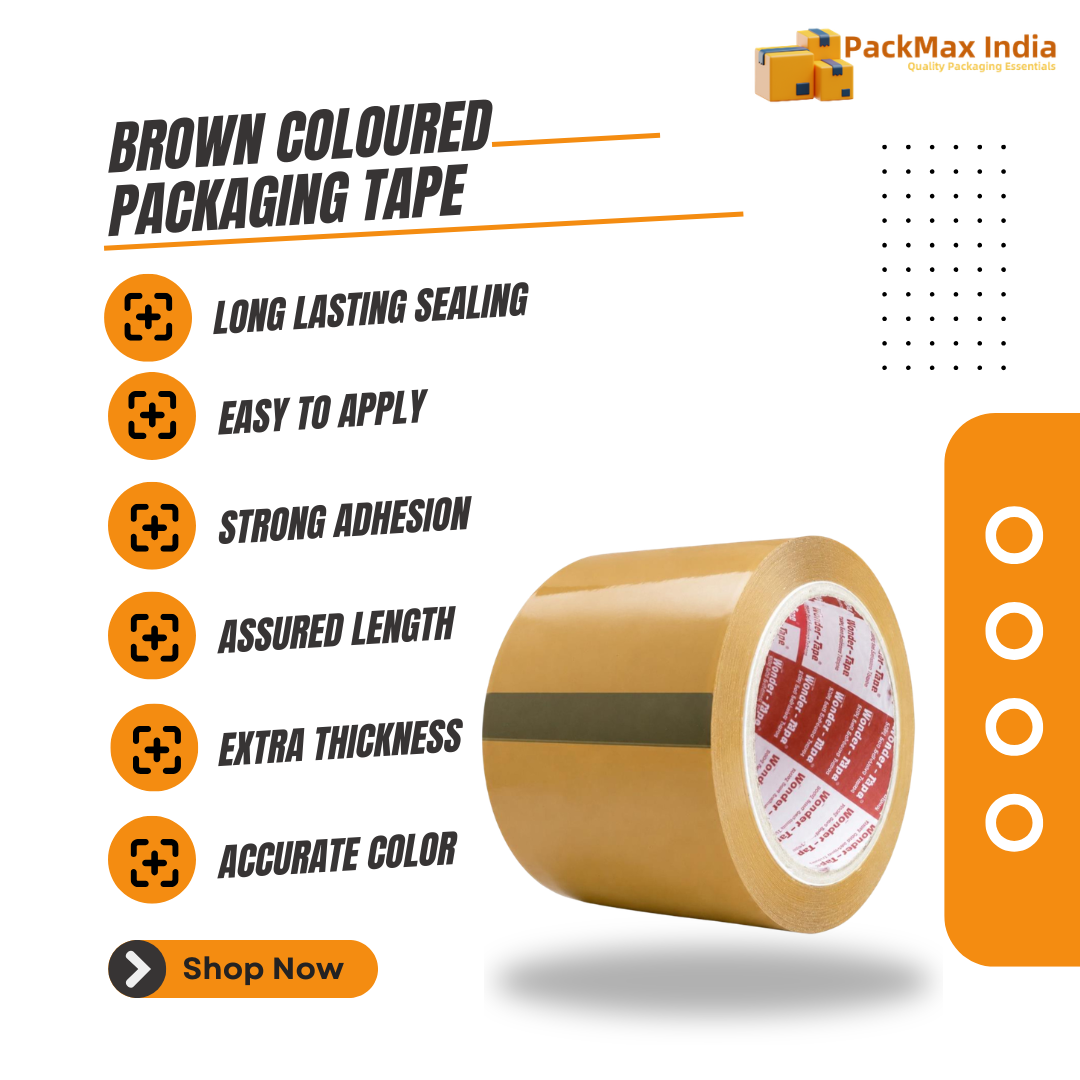 WonderMax® BOPP Brown (3 inch x 100 mtrs) High-Strength Cello Packing Tape, For Home, Office, Industrial, Ecommerce box Packaging, Decorating & DIY - Image 2