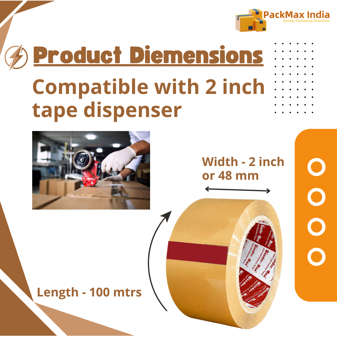 WonderMax® BOPP Brown (2 inch x 100 mtrs) High-Strength Cello Packing Tape, For Home, Office, Industrial, Ecommerce box Packaging, Decorating & DIY - Image 5