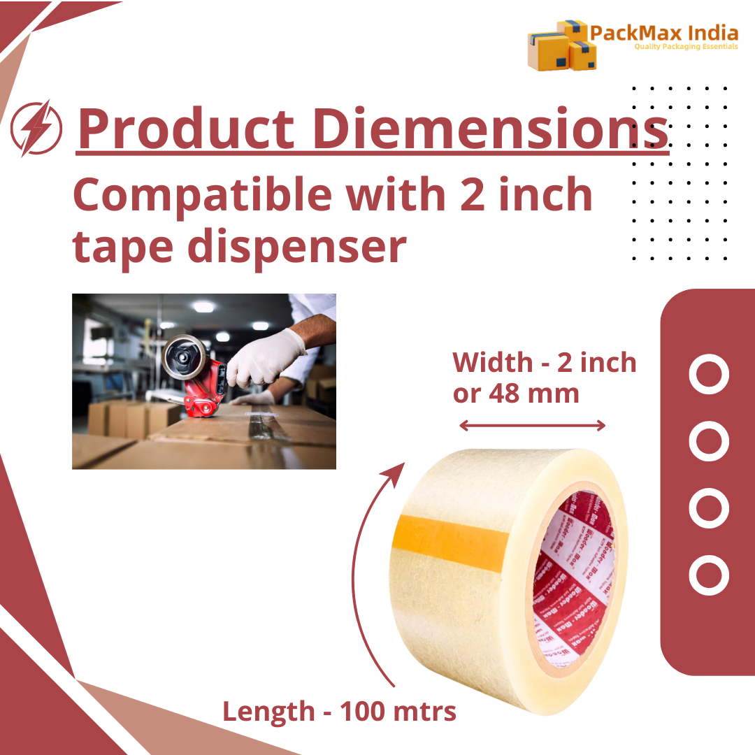 WonderMax® BOPP Transparent (2 inch x 100 mtrs) High-Strength Cello Packing Tape, For Home, Office, Industrial, Ecommerce box Packaging, Decorating & DIY - Image 5