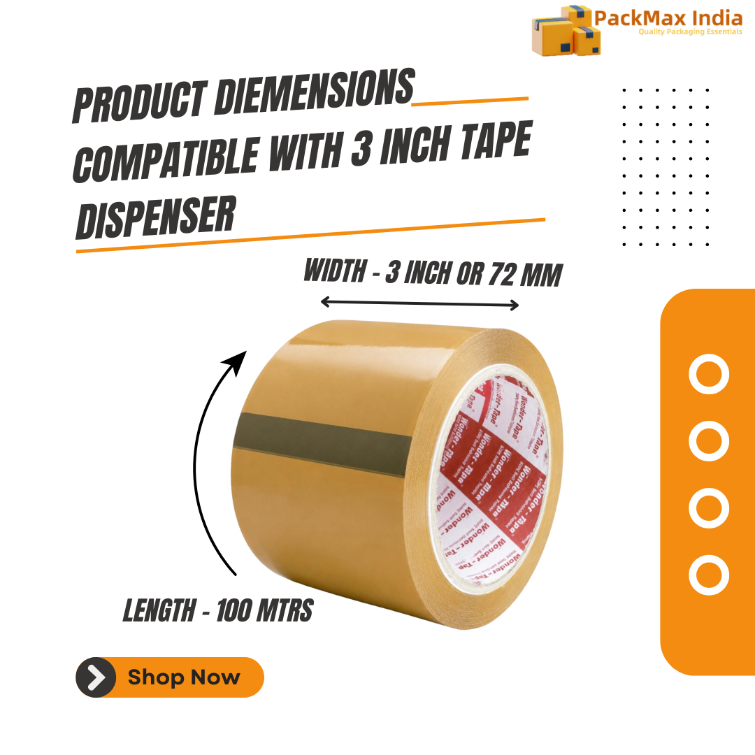 WonderMax® BOPP Brown (3 inch x 100 mtrs) High-Strength Cello Packing Tape, For Home, Office, Industrial, Ecommerce box Packaging, Decorating & DIY - Image 5